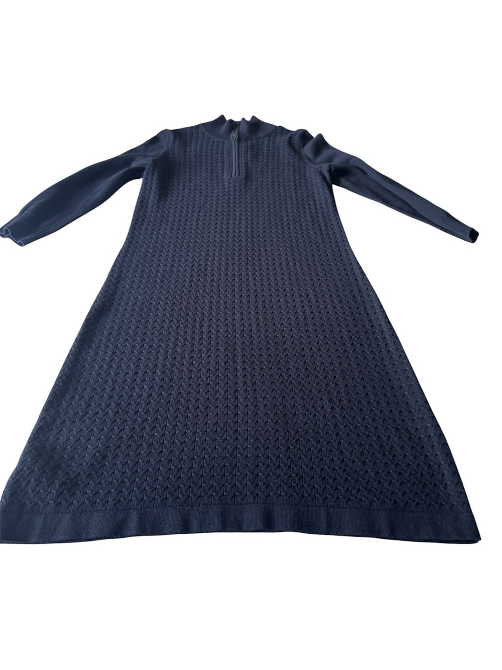 Tommy Bahama Navy Knit Midi Dress with Half-Zip Collar - Picture 5 of 14